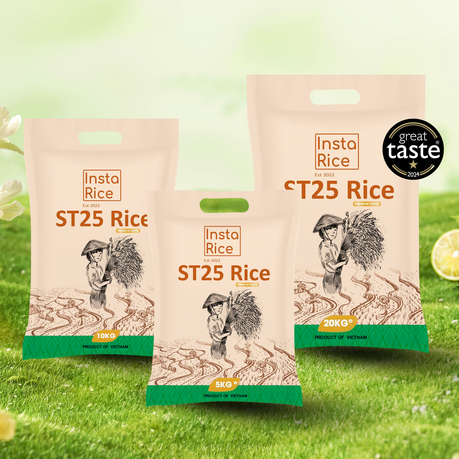 Insta Rice ST25 Premium Vietnamese Fragrant Rice – Great Taste 2024 Winner – Soft, Aromatic Long-Grain Premium Rice