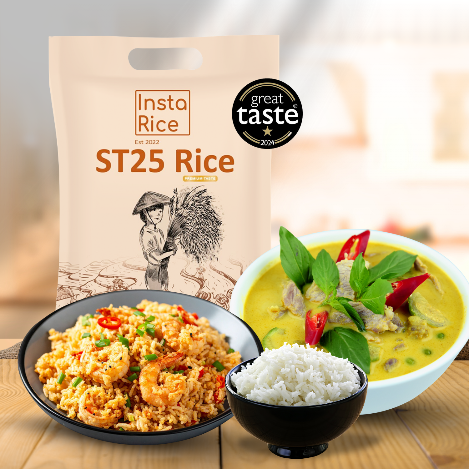 Insta Rice ST25 Premium Vietnamese Fragrant Rice – Great Taste 2024 Winner – Soft, Aromatic Long-Grain Premium Rice