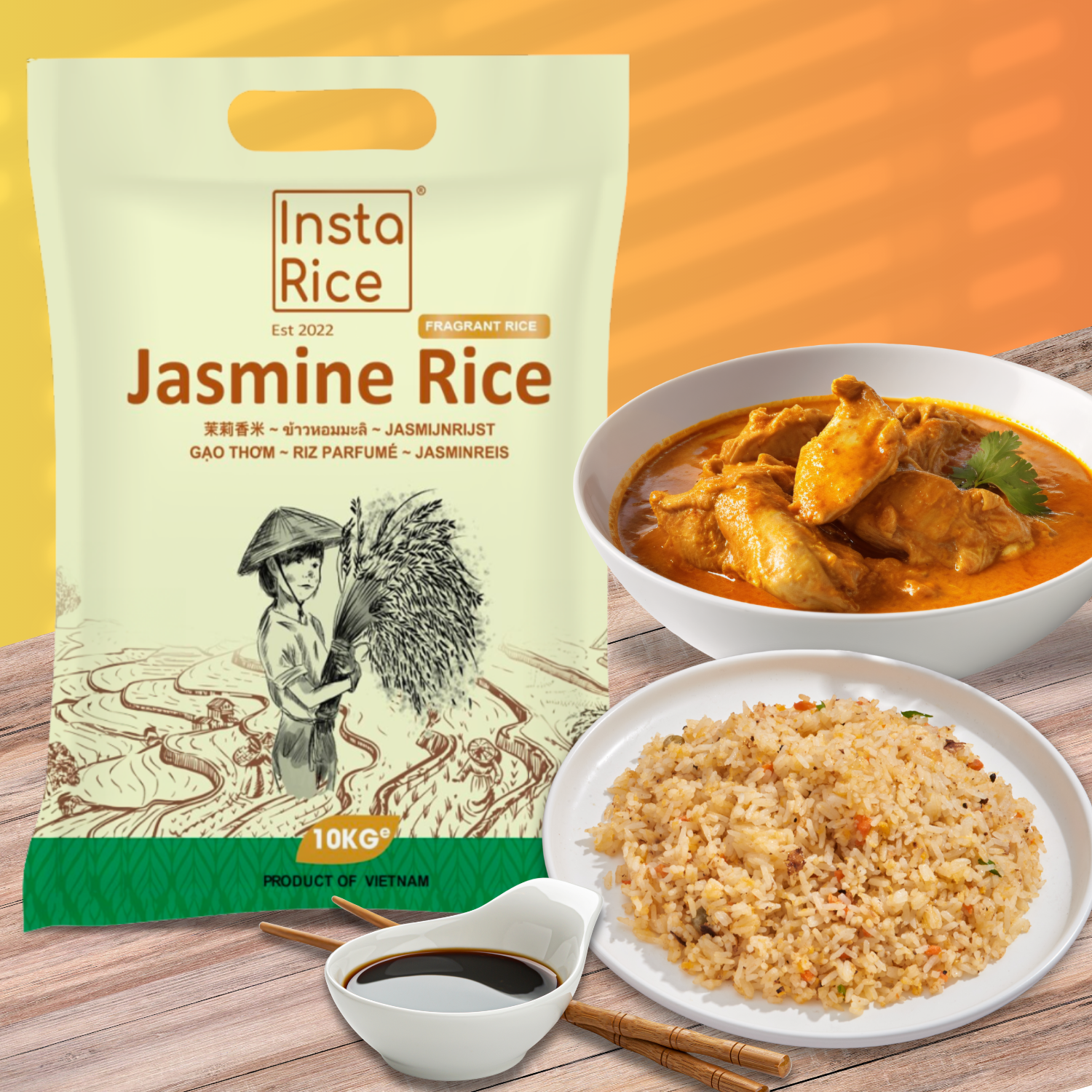 Insta Rice AAA Premium Jasmine Fragrant Rice 10kg, Soft Aromatic Long Grain, Product of Vietnam