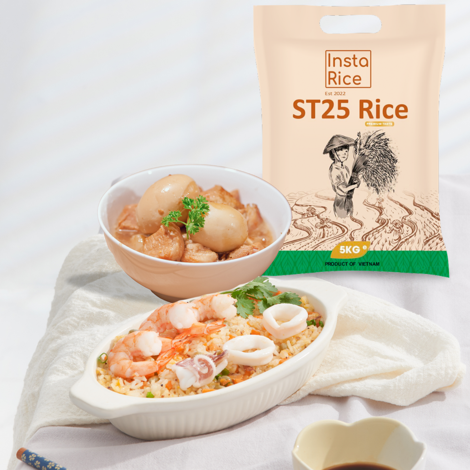 Insta Rice ST25 Premium Vietnamese Fragrant Rice – Great Taste 2024 Winner – Soft, Aromatic Long-Grain Premium Rice